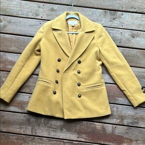 J. Crew Yellow Pea Coat Double-Breasted Wool